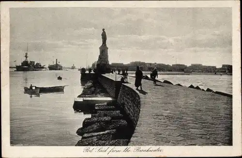 Ak Port Said Ägypten, from the Breakwater