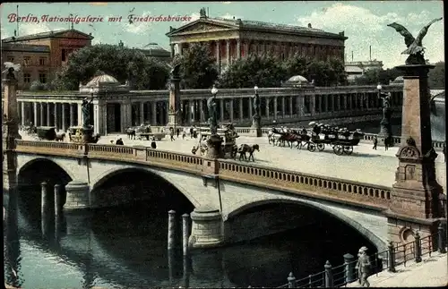 Ak Berlin Mitte, Nationalgalerie mit Friedrichsbrücke