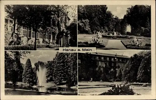 Ak Hanau am Main Hessen, Partie im Park, Fontäne