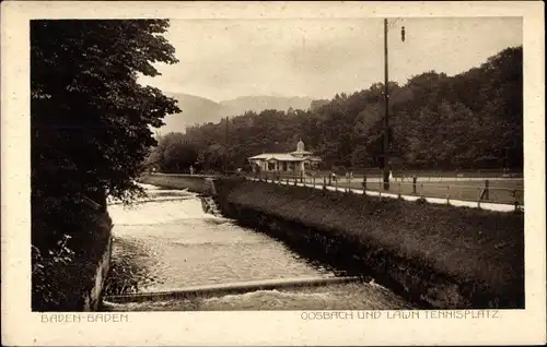 Ak Baden Baden am Schwarzwald, Oosbach und Lawn Tennisplatz