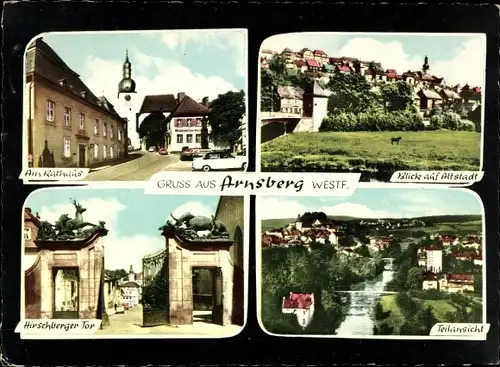 Ak Arnsberg im Sauerland Westfalen, Am Rathaus, Blick auf Altstadt, Hirschberger Tor