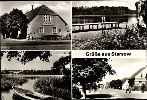 Ak Starsow Mirow Mecklenburgische Seenplatte, Klubgaststätte Zur Linde, Badestelle am Schulzensee