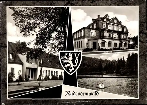 Ak Radevormwald Bergisches Land, Haus des Sports, Rathaus, Uelfetal, Wappen