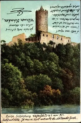 Ak Schönburg an der Saale Burgenlandkreis, Ruine Schönburg