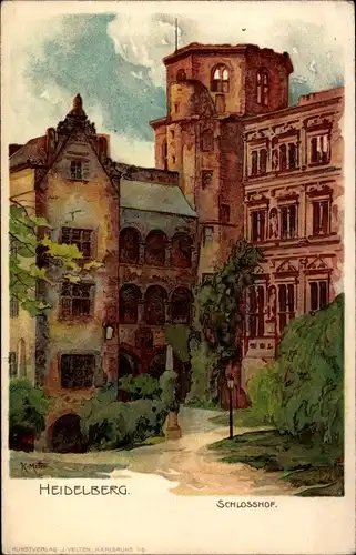 Künstler Litho Heidelberg am Neckar, Schlosshof