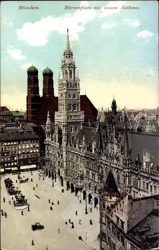 Ak München, Marienplatz mit neuem Rathaus