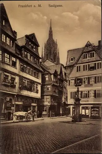 Ak Frankfurt am Main, Saalgasse, Denkmal