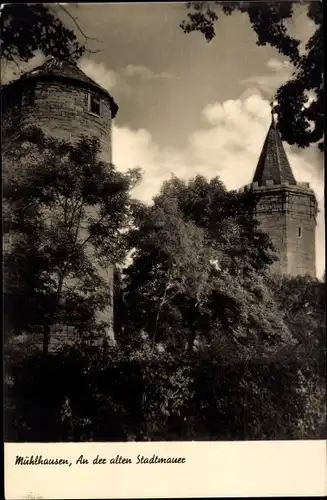 Ak Mühlhausen in Thüringen, an der alten Stadtmauer