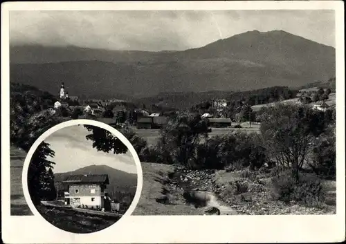 Ak Bayerisch Eisenstein in Niederbayern, Blick auf den Ort und Arber