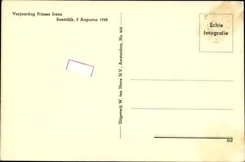 Ak Soestdijk, Prinzessin Juliana mit ihren drei Töchtern, 1948, Geburtstag Prinzessin Irene 1948