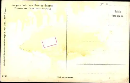 Ak Prinzessin Beatrix der Niederlande, Portrait als Baby