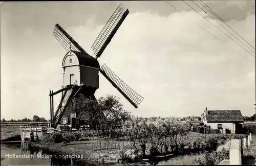 Ak Hollandsch Molenlandschap, Niederländische Windmühle