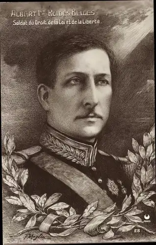 Künstler Ak Maglin, König Albert I von Belgien, Portrait