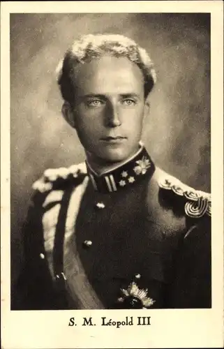 Ak König Leopold III. von Belgien, Portrait, Uniform, Schärpe