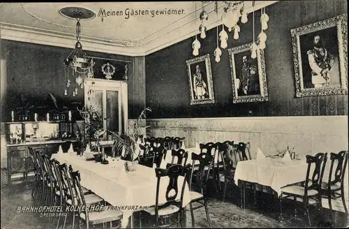 Ak Frankfurt am Main, Bahnhofhotel Kölner Hof, Speisesaal