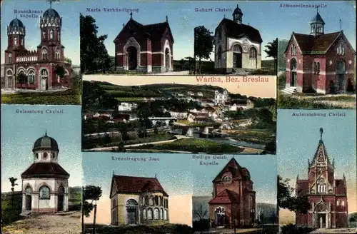 Ak Bardo Śląskie Wartha Schlesien, Heilige Geist-Kapelle, Rosenkranz Kapelle, Kirchen