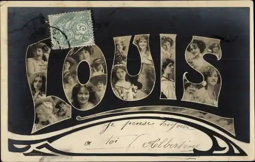 Buchstaben Ak Vorname Louis, Frauenportraits