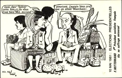 Künstler Ak Francois Mitterand 1er Président socialiste francaise, 1981, Karikatur
