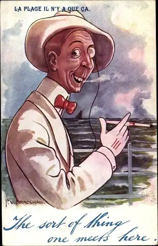 Künstler Ak Bradshaw, The sort of thin one meets here, Mann mit Monokel