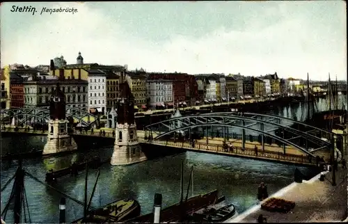 Ak Szczecin Stettin Pommern, Hansabrücke