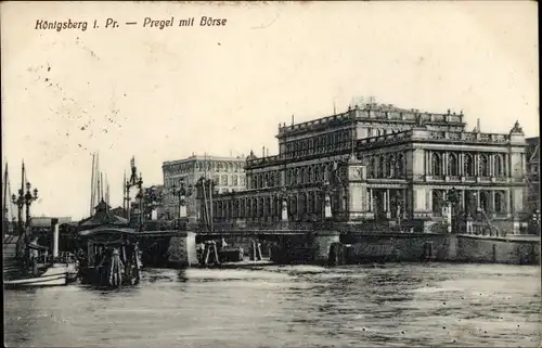Ak Kaliningrad Königsberg Ostpreußen, Pregel mit Börse