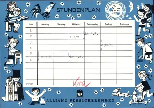 Stundenplan Allianz Versicherungen, Kinder in allen Lebenslagen um 1970