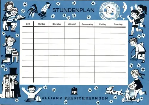 Stundenplan Allianz Versicherungen, Kinder in allen Lebenslagen um 1970