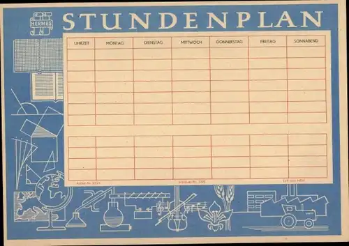 Stundenplan Hermes Versicherung um 1960