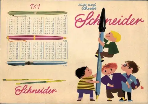 Stundenplan Schneider Stifte, Kugelschreiber, Sage und schreibe um 1970