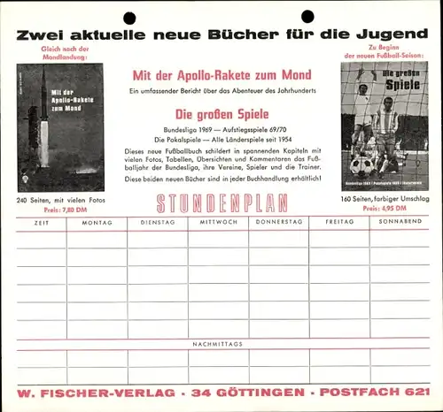 Stundenplan W. Fischer-Verlag Göttingen, Aktuelle Bücher - Bundesliga 1969