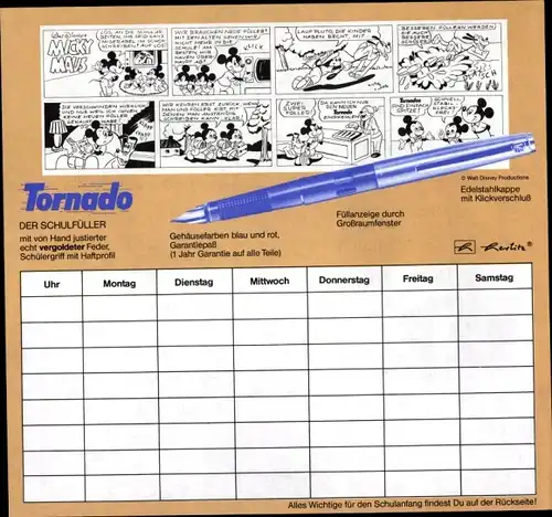 Stundenplan Torpedo, Der Schulfüller, Mickey Maus Comic Strip, Walt Disney um 1970