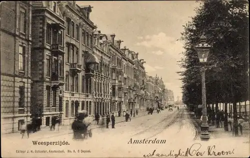 Ak Amsterdam Nordholland Niederlande, Weesperzijde
