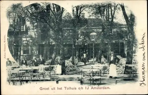 Ak Amsterdam Nordholland Niederlande, Tolhuis, Terrassenpartie