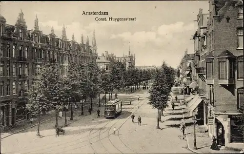 Ak Amsterdam Nordholland Niederlande, Const. Huygensstraat, Straßenbahn