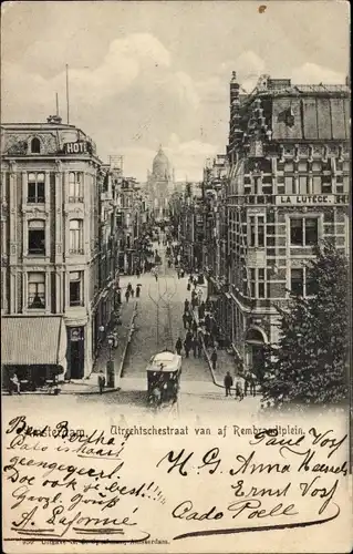 Ak Amsterdam Nordholland Niederlande, Utrechtschestraat van af Rembrandplein