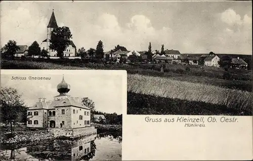 Ak Kleinzell im Mühlkreis Oberösterreich, Gesamtansicht, Kirche, Schloss Gneisenau