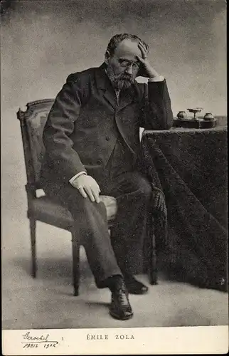 Ak Emile Zola, Portrait