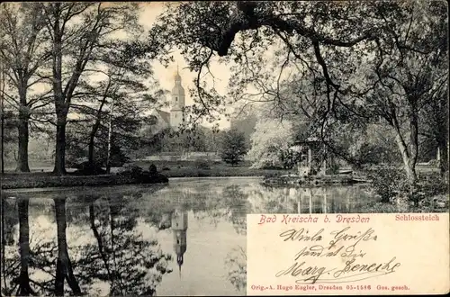 Ak Kreischa bei Dresden, Schlossteich