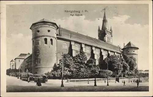 Ak Kaliningrad Königsberg Ostpreußen, Königliches Schloss, Straßenbahn