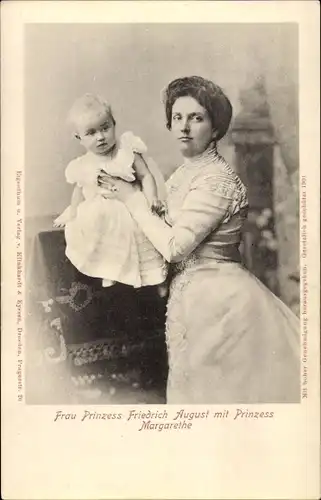 Ak Luise von Österreich-Toskana, Kronprinzessin von Sachsen mit Prinzessin Margarethe
