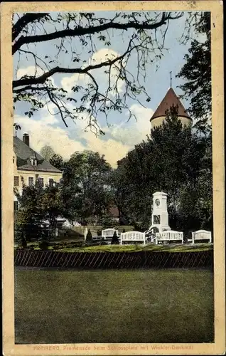 Ak Freiberg in Sachsen, Promenade beim Schlossplatz mit Winkler Denkmal
