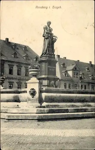 Ak Annaberg Buchholz Erzgebirge, Lederhandlung, Brunnen