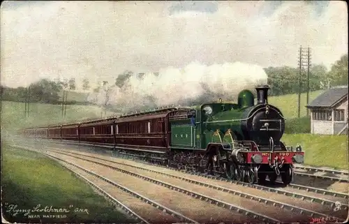 Künstler Ak Britische Eisenbahn, Flying Scotchman, GNR