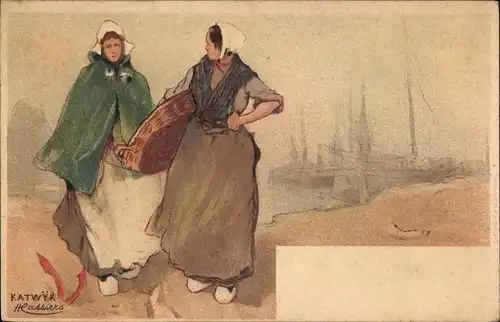 Künstler Litho Cassiers, Frauen in niederländischen Volkstrachten