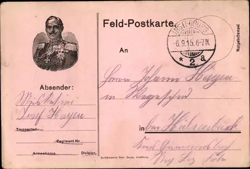 Ak Feldpostkarte, Kaiser Wilhelm II, Portrait