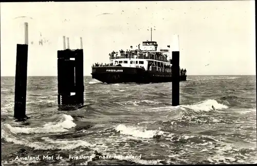 Ak Ameland Friesland Niederlande, Met de Friesland naar het eiland, Fährschiff