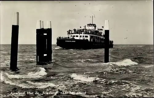 Ak Ameland Friesland Niederlande, Met de Friesland naar het eiland, Fährschiff