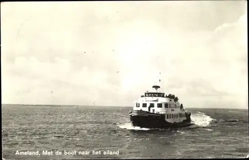 Ak Ameland Friesland Niederlande, Met de boot naar het eiland, Fährschiff