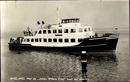 Ak Ameland Friesland Niederlande, Met de Johan Willem Friso naar het eiland, Fährschiff
