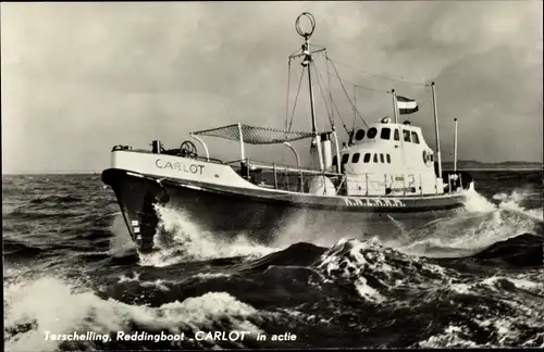 Ak Terschelling Friesland Niederlande, Reddingboot Carlot in actie